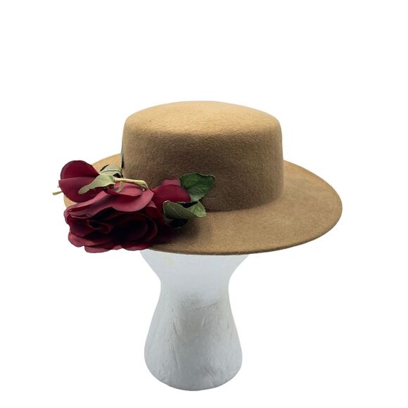 Astre Vintage 1960s Boater Beige/Brown 100% Wool Hat Made in USA main image 6